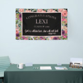 ピンクパープルフローラ卒業キリスト教聖書 横断幕 (トレードショー)