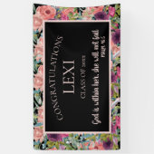 ピンクパープルフローラ卒業キリスト教聖書 横断幕 (縦)