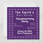 ピンクパープルフローラ引っ越し祝いパーティーパーティの招待状 案内状 (正面)