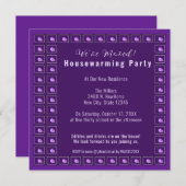 ピンクパープルフローラ引っ越し祝いパーティーパーティの招待状 案内状 (正面/裏面)