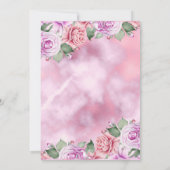 ピンクパープルフローラ水彩誕生日パーティー 招待状 (裏面)