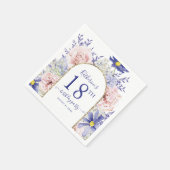 ピンクパープルフローラ神フレーム18th誕生日パーティー スタンダードカクテルナプキン (角)