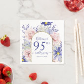 ピンクパープルフローラ神フレーム95th誕生日パーティー スタンダードカクテルナプキン (インサイチュ)