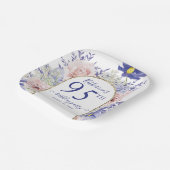 ピンクパープルフローラ神フレーム95th誕生日パーティー ペーパープレート (傾斜あり)