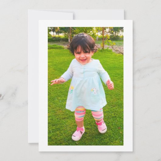 ピンクパープルフローラ私たちのリトルバタフライ誕生日 招待状 (裏面)