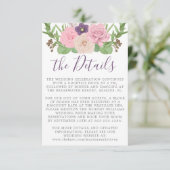 ピンクパープルフローラ結婚の詳細カード エンクロージャーカード (スタンド正面)