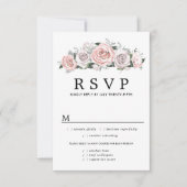 ピンクパープルフローラ結婚式RSVPカード、食事のオプション 出欠カード (正面)