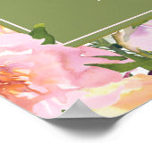 ピンクパープルフローラ葉グリーン誕生日18 ポスター (角)