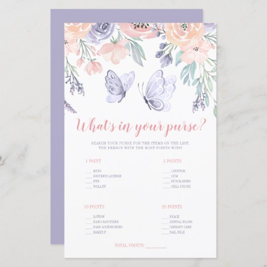 ピンクパープルフローラ蝶あなたの財布の何 (正面/裏面)