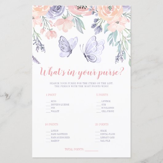 ピンクパープルフローラ蝶あなたの財布の何 (正面)