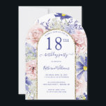 ピンクパープルフローラ金ゴールドアーチ18th誕生日パーティー 招待状<br><div class="desc">招待状スタイルで18歳の誕生日パーティーのゲストをこのフローラモダンアーチのフラットカード招待でフェイクは、ピンクと紫の水の色の花のフレームの金ゴールドのグリッターを含む。スクリプト内のすべてのパーティー詳細でパーソナライズエレガントする。Susan Coffeyによる設計。</div>