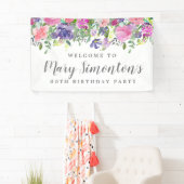 ピンクパープルフローラ80th Birthday Party Welcome 横断幕 (インサイチュ)