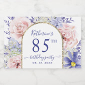 ピンクパープルフローラ85th誕生日パーティー スパークリングワインラベル (シングルラベル)