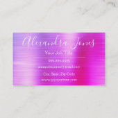 ピンクパープルブラシ仕上げメタル美容師 名刺 (裏面)