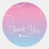 ピンクパープルブルーの女の子の誕生日パーティーのお気に入り ラウンドシール (正面)