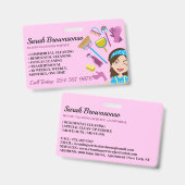 ピンクパープルブルーの守衛室カートゥーンハウスクリーニング バッジ (Front & Back)