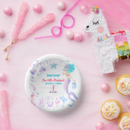 ピンクパープルブルーガールズマーメイド1st誕生日パーティー ペーパーボウル