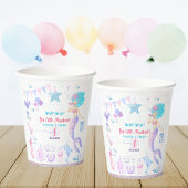 ピンクパープルブルーガールズマーメイド1st誕生日パーティー 紙コップ