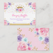 ピンクパープルブルークラウンプリンセスおむつラッフル エンクロージャーカード (正面/裏面)
