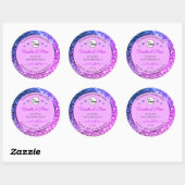 ピンクパープルブルーグラデーショングリッターロゴ製品ラベル ラウンドシール (シート)