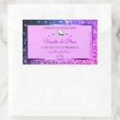 ピンクパープルブルーグラデーショングリッターロゴ製品ラベル 長方形シール (バッグ)