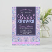 ピンクパープルブルーグラマーブライダルシャワー 招待状 (スタンド正面)