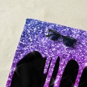 ピンクパープルブルーグリッタードリップスブラックモノグラム名 ビーチタオル (インサイチュ)