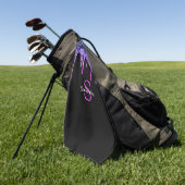 ピンクパープルブルーグリッタードリップスモノグラム名 ゴルフタオル (グリーン)