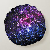 ピンクパープルブルースターズ銀河系ラウンドピロー ラウンドクッション (裏面)