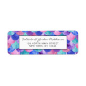 ピンクパープルブルーティール（緑がかった色）ウォーターカラーマーメイドはかりで測 ラベル (正面)