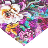 ピンクパープルブルーティール（緑がかった色）ホワイトガーデンフラワーズファンタジー ショートテーブルランナー (コーナー)