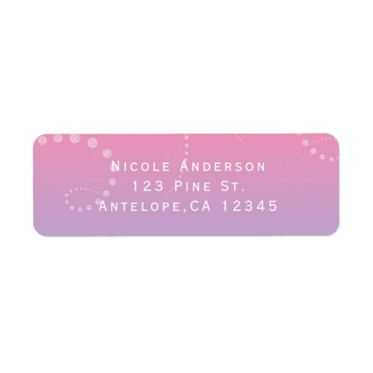 ピンクパープルブルーディップ誕生日パーティーの招待 ラベル (正面)