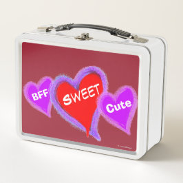 ピンクパープルブルーハートスイーツかわいい メタルランチボックス