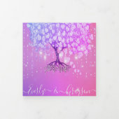 ピンクパープルブルーハートリーフツ結婚リー 三つ折り招待状 (カバー)