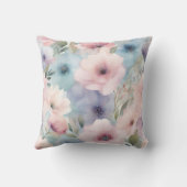 ピンクパープルブルーフラワーズフローラデザイン クッション (裏面)