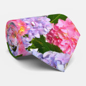 ピンクパープルブルーフローラあじさいブーケ ネクタイ (ロール)