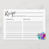 ピンクパープルブルーフローラブライダルシャワーレシピカード エンクロージャーカード (正面)