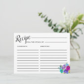 ピンクパープルブルーフローラブライダルシャワーレシピカード エンクロージャーカード (スタンド正面)