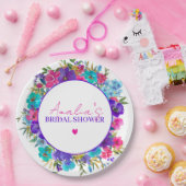ピンクパープルブルーフローラブライダルシャワー ペーパープレート (パーティー)
