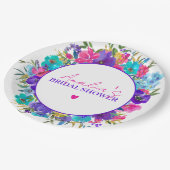 ピンクパープルブルーフローラブライダルシャワー ペーパープレート (アングル)