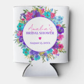 ピンクパープルブルーフローラブライダルシャワー 缶クーラー (正面)