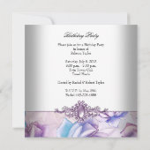 ピンクパープルブルーフローラ誕生日パーティーイメージ 招待状 (裏面)