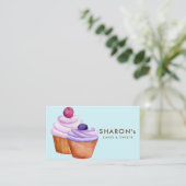 ピンクパープルブルーベーキングベイカーケーキ 名刺 (スタンド正面)