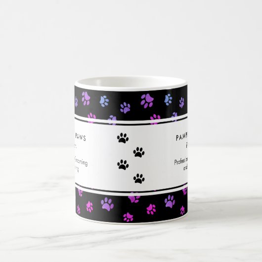 ピンクパープルブルーポープリントズプロフェッショナルペットサロン コーヒーマグカップ (中央)