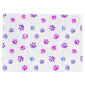 ピンクパープルブルーポープリントパターン ラージペーパーバッグ (裏面)