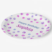 ピンクパープルブルーポープリントペットバースデーパーティー ペーパープレート (アングル)