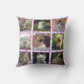 ピンクパープルブルーポープリントペットフォトコラージュ クッション (裏面)