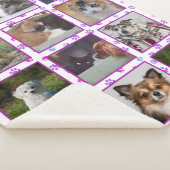 ピンクパープルブルーポープリントペットフォトコラージュ シェルパブランケット (3/4)