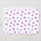 ピンクパープルブルーポープリントペットフォト誕生日 招待状 (裏面)