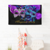 ピンクパープルブルーマスクマスカレードパーティー 横断幕 (インサイチュ)